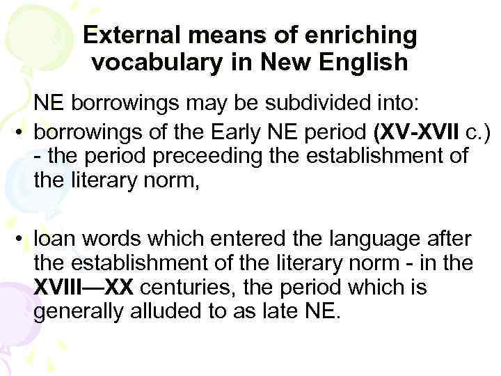 Development of the English Vocabulary th to 19