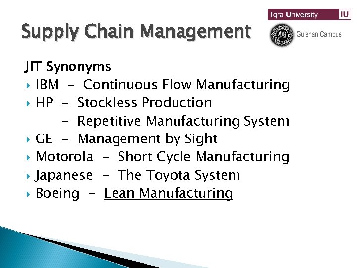 Supply Chain Management Manufacturing Supply Chain Management