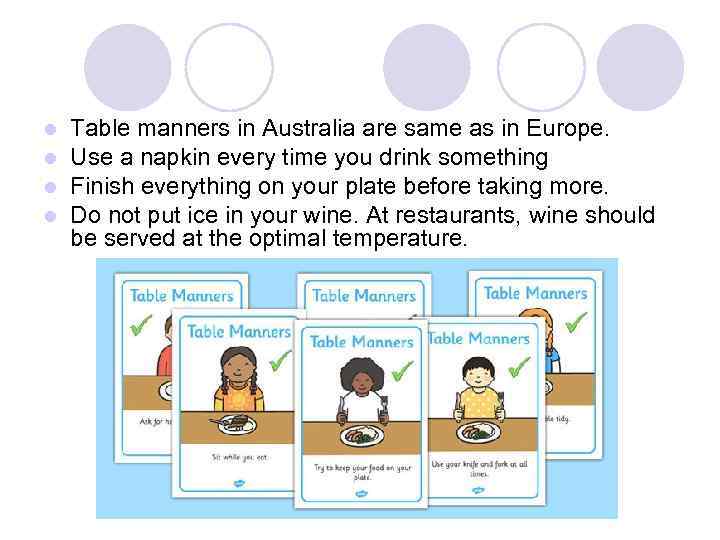 Table Manners In Australia F Wall Decoration