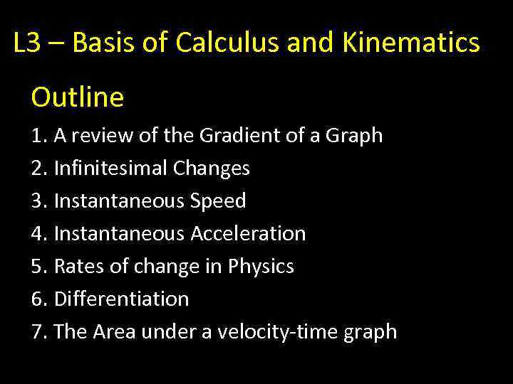 L 3 Basis Of Calculus And Kinematics