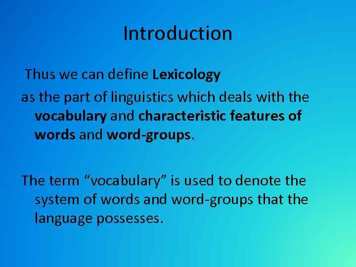 A Course in Modern English Lexicology