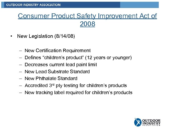 Consumer Product Safety Improvement Act of 2008 December
