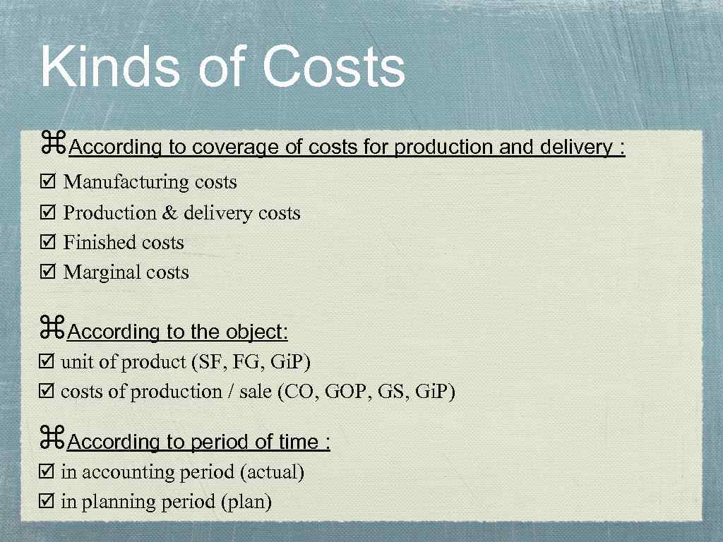 Production Costs of Enterprise 1 Production costs definition