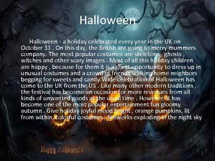 The British tradition of celebrating Halloween Halloween
