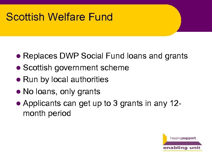 Welfare Reform for Housing Support Workers Fiona Campbell