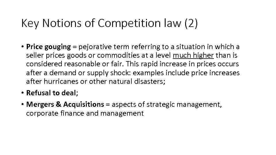 History of Competition Law Lection 1 Competition