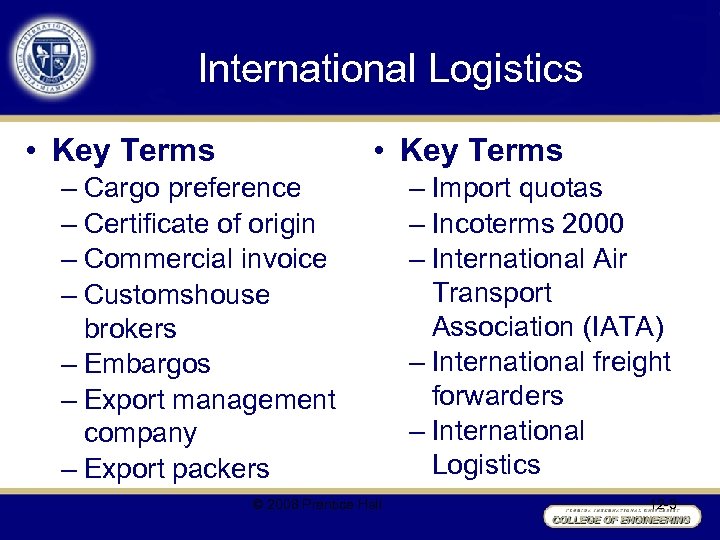 Chapter 12 International Logistics Learning Objectives