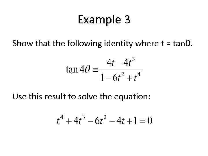 Complex Numbers More Examples using De Moivre s Theorem
