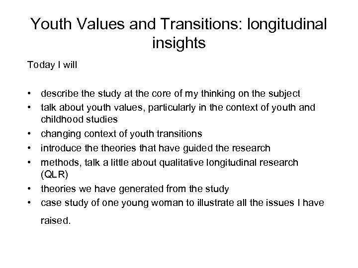 Youth Values and Transitions longitudinal insights Holland