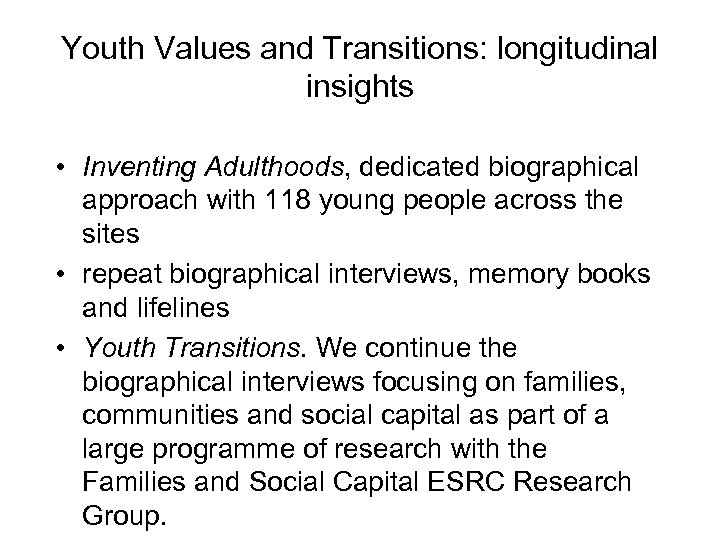 Youth Values and Transitions longitudinal insights Holland