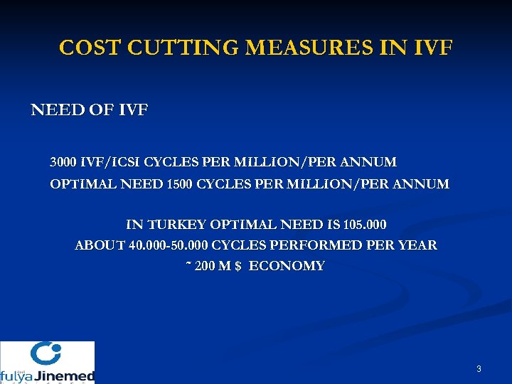 COST CUTTING MEASURES IN IVF PROF DR TEKSEN