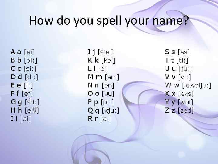 Introduction How do you spell your name