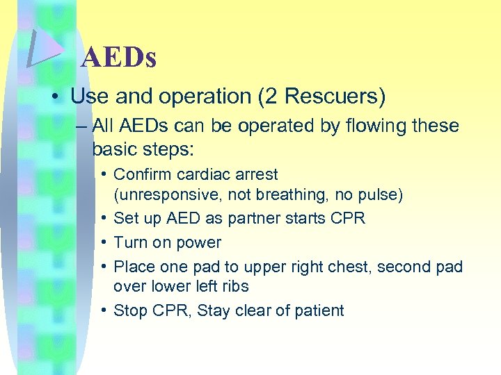 Automated External Defibrillators AEDs Appendix A Topic