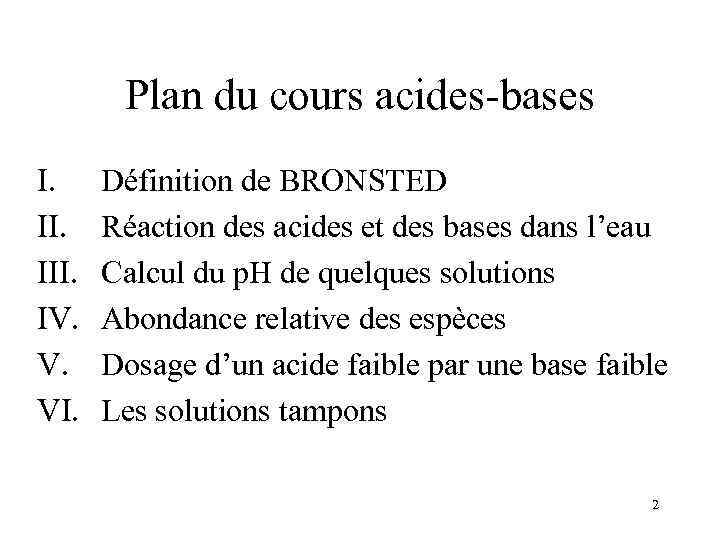 Les acides et les bases Réactions en solution