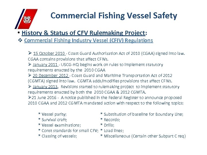 Dan Hardin Commercial Fishing Vessel Safety 13 th