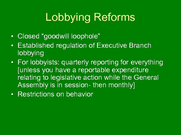 Lobbying Legislators and Public Servants State Government Ethics