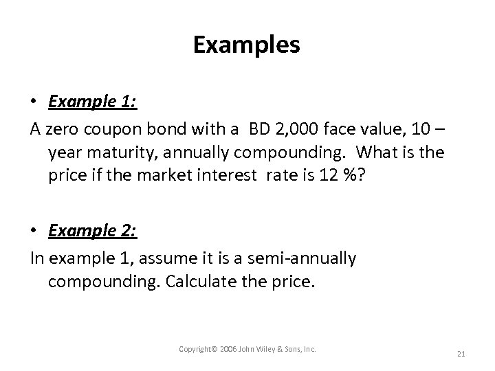 CHAPTER 5 BOND PRICES AND INTEREST RATE RISK