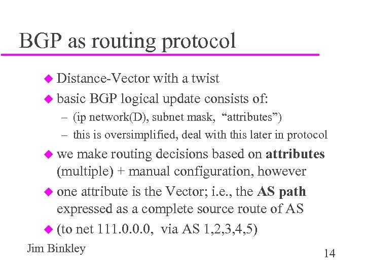 Border Gateway Protocol — An Introduction Network Routing