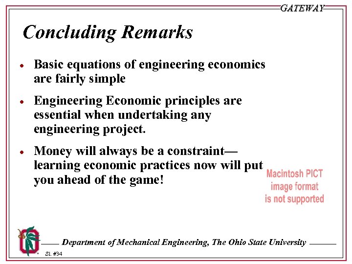 GATEWAY Engineering Economics Principles and Concepts Department of