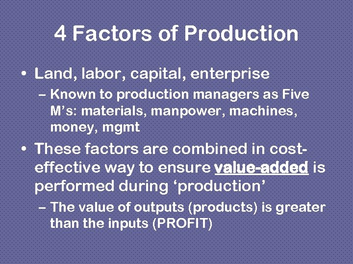IB Business Management Production Methods Production