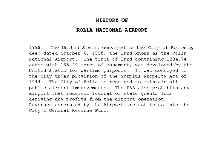 Rolla National Airport A Field of Opportunities