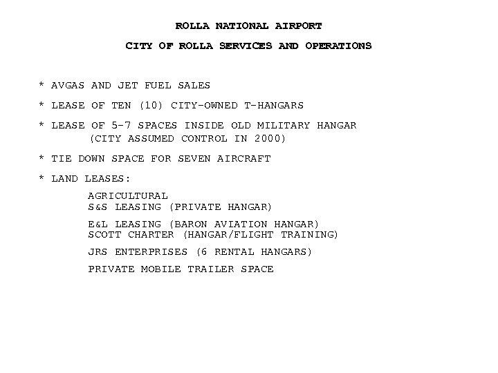 Rolla National Airport A Field of Opportunities