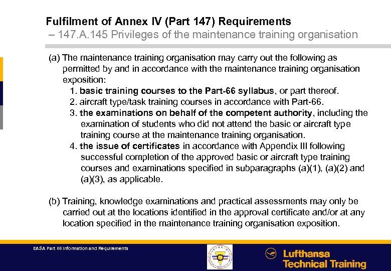 EASA Part 66 Information and Requirements Agenda