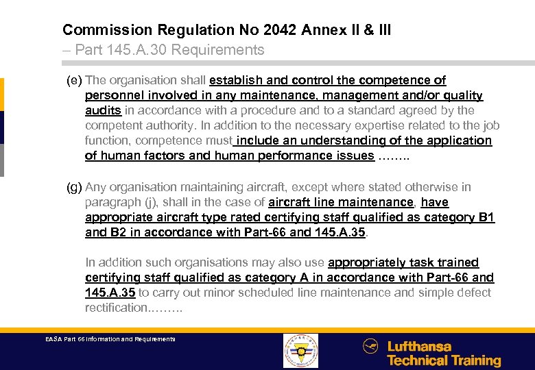 EASA Part 66 Information and Requirements Agenda