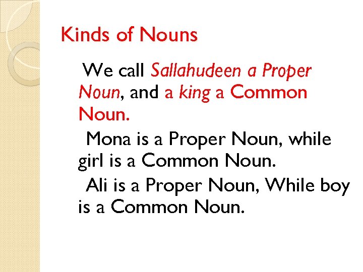 Nouns 1 Kinds of Nouns A Noun