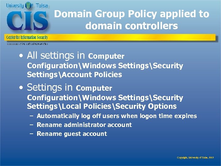 MS Windows 2000 Group Policy Presented by Howard