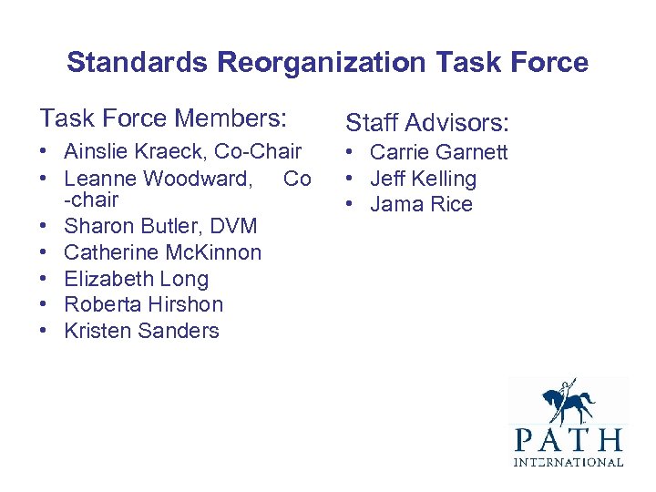 Standards Standards Task Force Members