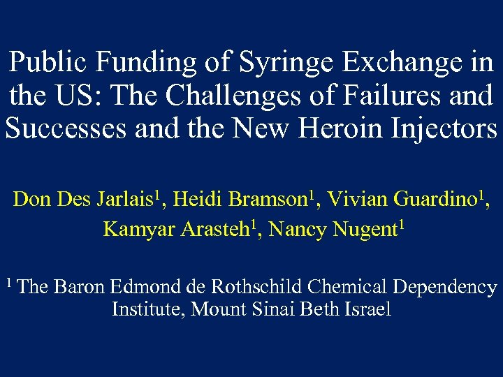 Public Funding of Syringe Exchange in the US