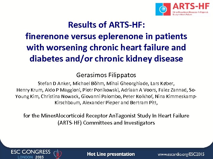 Results of ARTSHF finerenone versus eplerenone in patients