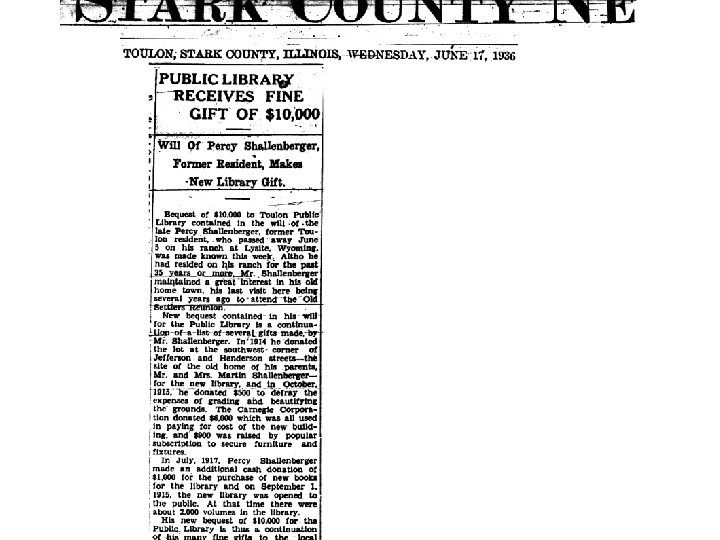 History of Toulon Public Library 1891 2001