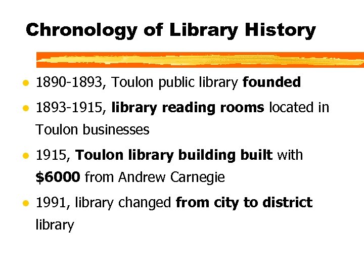 History of Toulon Public Library 1891 2001