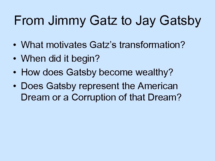 F Scott Fitzgerald s The Great Gatsby How to