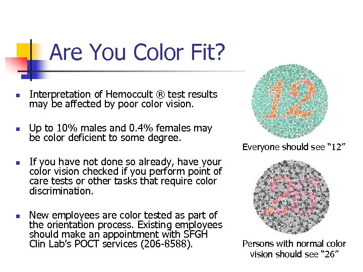 Point of Care Testing Hemoccult Fecal Occult