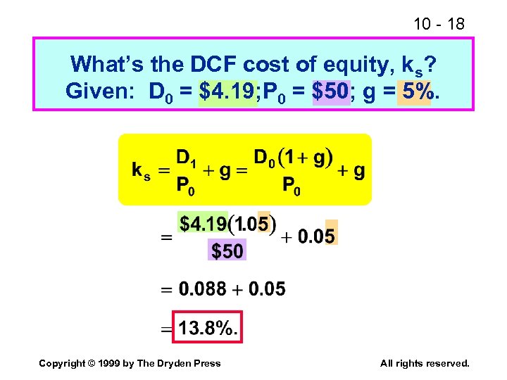10 — 1 CHAPTER 10 The Cost of