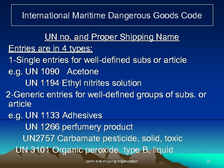 International Maritime Dangerous Goods Code History of IMDG