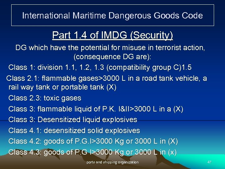 International Maritime Dangerous Goods Code History of IMDG
