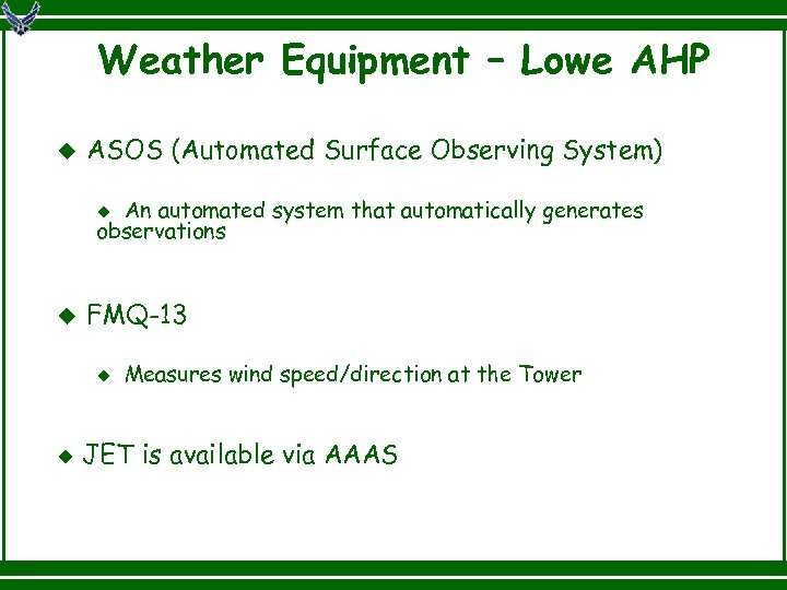 ATC Weather Briefing Provided by Fort Rucker Weather