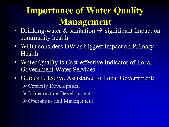 Water Quality Management Assisting Local Government by Leveraging
