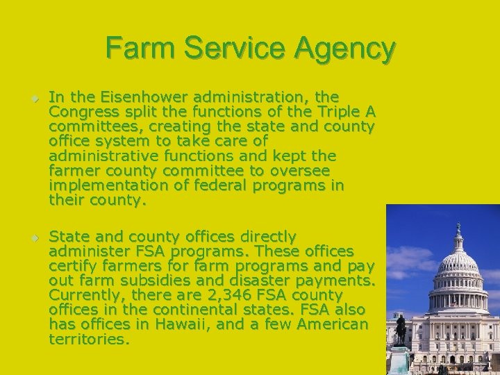 Farm Service Agency u u The Farm Service