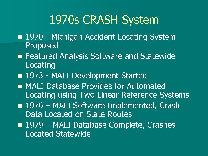 Michigan Crash Records History Five Decades Good