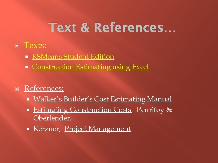 CVE 4073 5073 Construction Cost Estimating Class 1 Course