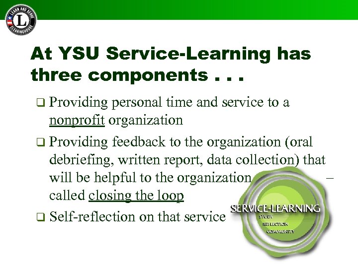 What is ServiceLearning at YSU This Slide Presentation