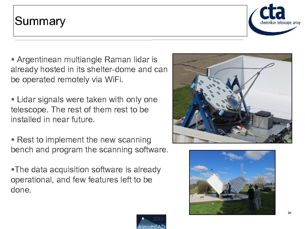 LIDAR S TELESCOPE AUTOALIGNMENT SYSTEM FOR CTA Auteurs principaux