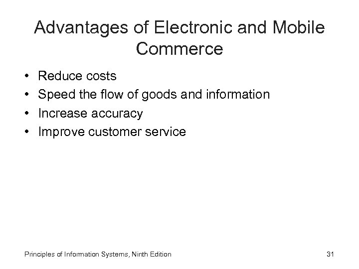 Information Systems Chapter 8 Electronic and Mobile Commerce