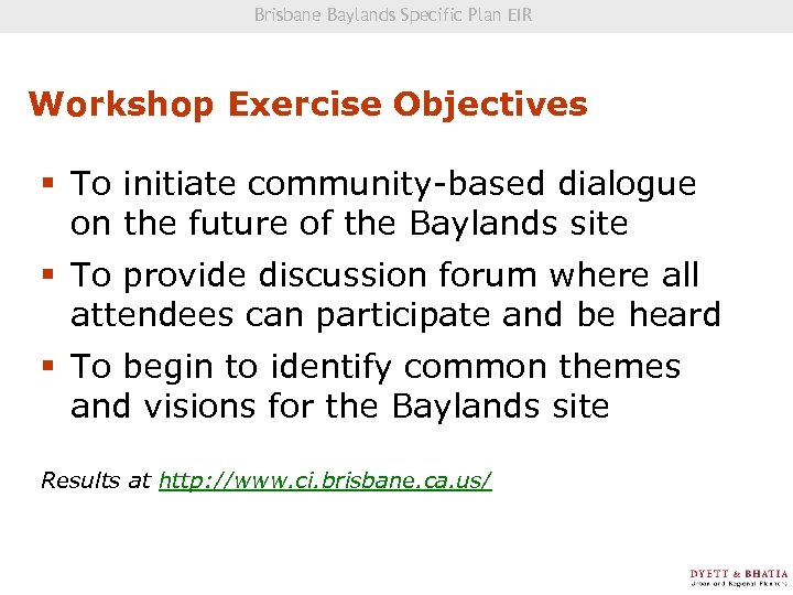 Brisbane Baylands Specific Plan EIR Community Visioning