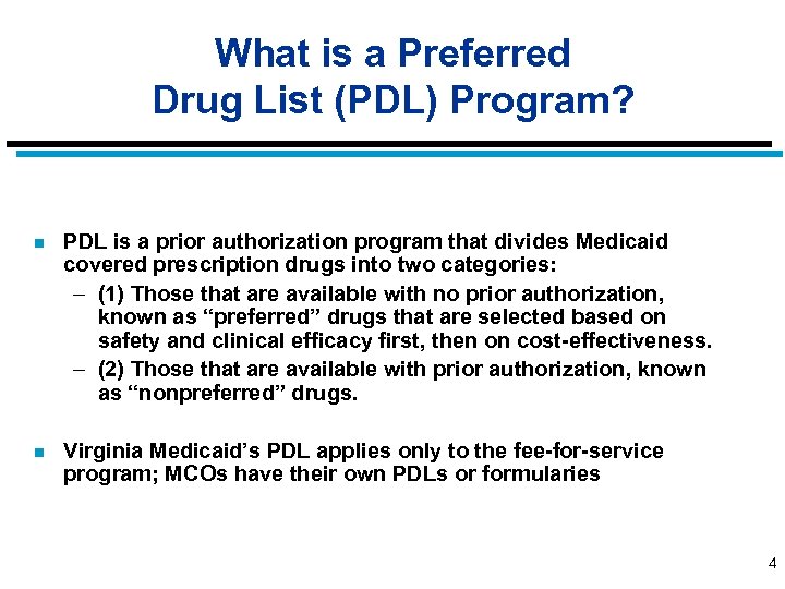 Status Report Medicaid Preferred Drug List Program Presentation